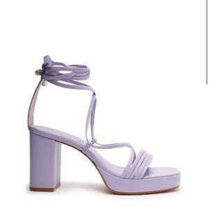 SCHUTZ Glenna Platform Leather Sandal Smokey Grape 3.5”